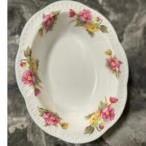 Vintage China Oval Bowl Shelley "Begonia - White w/ pink & yellow begonias